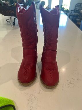 Red Leather Cowboy Boots - Western Stitch Detail